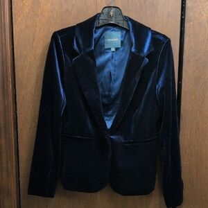 Modcloth Midnight Blue Velvet Blazer